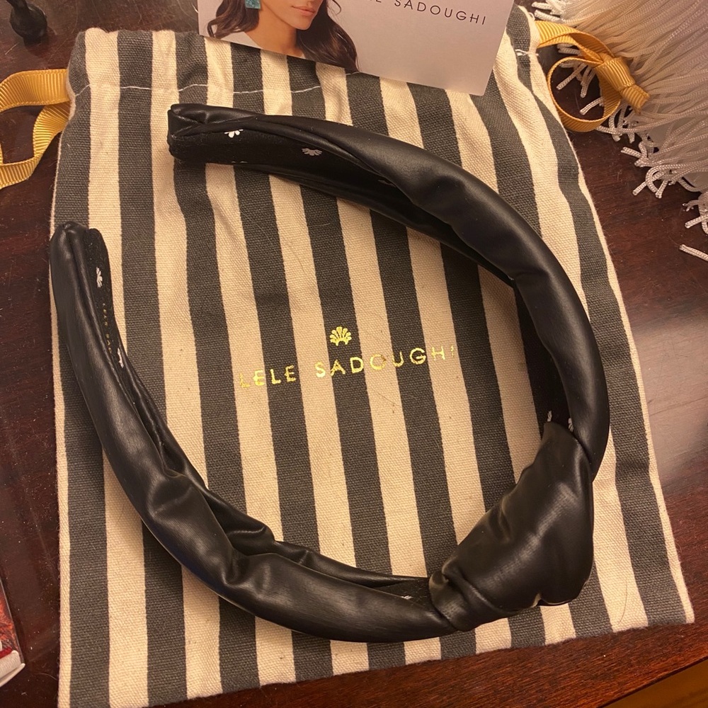 LeLe Sadoughi Leather Headband.